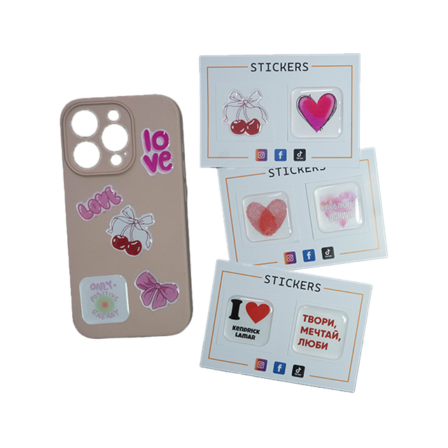 Custom Logo Jewelry Decoration Gel Soft 3D Stickers Resin Dome Epoxy Sticker Sheet for Phone Case Using