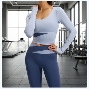 Traje de Yoga y Pilates para Mujer, Ecológico, Transpirable, de Secado Rápido, con Estampado de Bloques de Color, Spandex/Poliéster, Corte Ajustado, para Fitness y Running - Product Image 1