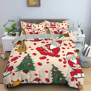 ขายดีปลอกหมอนปลอกผ้านวมลายซานตาคลอสลายกริด<span class=keywords><strong>3</strong></span>ชิ้นผ้าโพลีเอสเตอร์ลายหมีสำหรับสุนัขเทศกาลคริสต์มาสชุดเครื่องนอน - Product Image 1