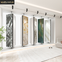 Support d'affichage rotatif moderne à 3 faces en acier YEK pour carreaux de porcelaine, marbre et pierre, avec logo et couleur personnalisés