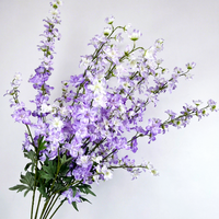 Fleurs artificielles de Delphinium à 3 têtes en soie de haute qualité, blanches, bleues et violettes, pour mariage, décoration intérieure et arrangements floraux
