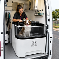 Station de lavage pour chiens de luxe en acrylique robuste avec micro-bulles et ozone, baignoire de toilettage pour animaux, conception empilable pour