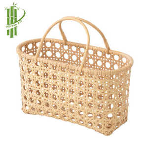 Cesta de Regalo de Mimbre de Lujo de Tamaño Personalizado, Cesta de Flores Vacía de Alta Calidad con Mimbre de Caña, Bolso Decorativo de Ratán - Product Image 1