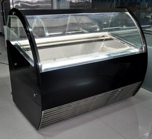 <span class=keywords><strong>Vetrina</strong></span> Refrigerata per Gelato Nera con Ventilazione Forzata 1,5m / Espositore per Gelato - Product Image 2