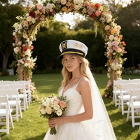 Chapeaux de Mariage Blancs Brodés Or pour le Capitaine de l'Équipe du Marié - Vente en Gros