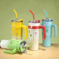 Fábrica OEM ODM, Botella Térmica de Acero Inoxidable 304 de Doble Pared, a Prueba de Fugas, Libre de BPA, Gran Capacidad, con Asa, Tapa y Pajita, Aislamiento al Vacío
