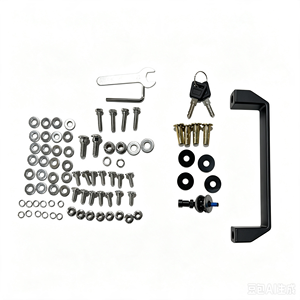 Kit de quincaillerie noir en métal pour poignée de meuble, avec serrure et bouton de traction rectangulaire, pour porte, tiroir et atelier - Product Image 4