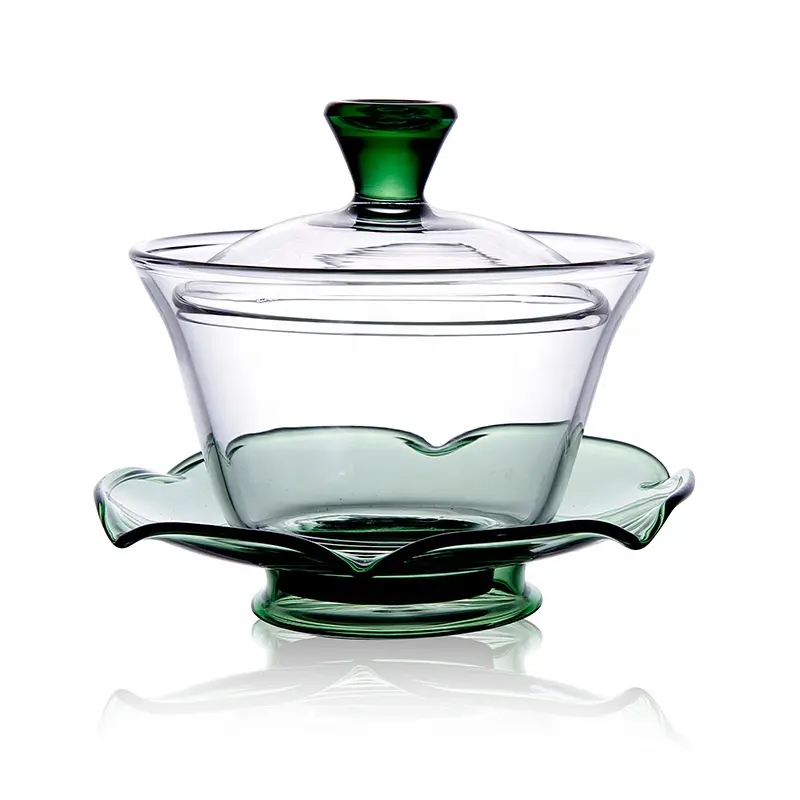 चीनी पारंपरिक ग्लास गैवान कप चीन गोंगफू चादाओ हीट प्रतिरोधी चाय उपकरण के लिए सुरुचिपूर्ण कुंग फू ग्लास चाय सेट