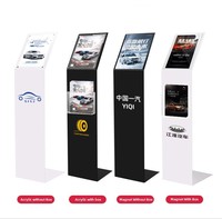 Présentoir d'information en acrylique A4 avec porte-affiches en fer pour salon de voiture
