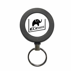 Carrete de Llave Retráctil FOCUS - Cubierta de Plástico y Base de Metal, 52 mm de Diámetro, Cable de 90 cm, Negro+Chromado - Product Image 1