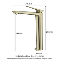 Robinet de lavabo de luxe en laiton brossé doré, mitigeur monocommande chaud/froid pour lavabo