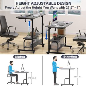 Bureau mobile sur roulettes avec prises électriques, bureau <span class=keywords><strong>réglable</strong></span> <span class=keywords><strong>en</strong></span> <span class=keywords><strong>hauteur</strong></span> <span class=keywords><strong>de</strong></span> 32 pouces, <span class=keywords><strong>table</strong></span> portable pour ordinateur portable, utilisable au <span class=keywords><strong>lit</strong></span>, sur le canapé ou au bureau - Product Image 5
