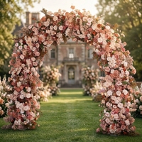 Arche de mariage en terre cuite EG-AWA2, fleurs artificielles aux pétales réalistes, matériaux réutilisables, tons terreux, toile de fond pour cérémonie