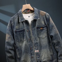 Veste en jean pour homme à manches longues, personnalisable en usine, nouvelle arrivée, prix de gros, veste en jean brodée