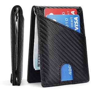 <b>Men's</b> Bi-Fold <b>Wallet</b> 6 Inch <b>RFID</b> Blocking Slim Carbon Fiber Design Multi-Card Slot Business Casual Everyday Use - Product Image 1