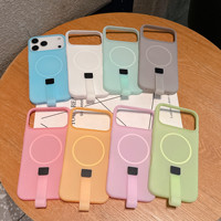 Nouvelle coque de téléphone portable en PC couleur bonbon avec bracelet et cordon magnétique portable pour iPhone 17 16 15 14 13 12 Pro Max