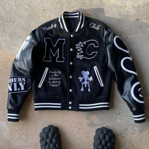 Oem Manufacturer High Quality Chenille Embroidery <strong>Men</strong> College Custom <strong>Baseball</strong> Bomber Letterman Crop Leather Varsity <strong>Jacket</strong> - Product Image 2