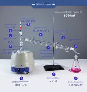 Dispositivo de Destilación al Vacío Sólido <span class=keywords><strong>Lilu</strong></span>, Destilador de Vidrio de Laboratorio a Presión Atmosférica, Equipo de Destilación con Calentamiento, 500 ml, 1 Año - Product Image 1