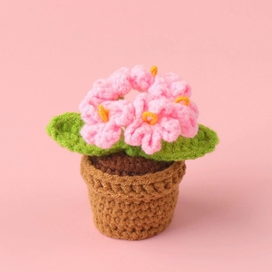 Bouquet en tricot doux fait main, cœur tissé pour tournesol, fil de laine, <span class=keywords><strong>crochet</strong></span> en coton, plante en pot, textile et artisanat - Product Image 6
