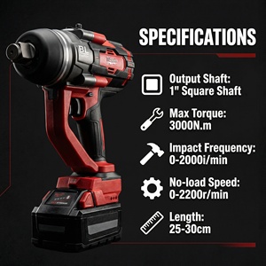 Customized Heavy Duty Brushless Cordless Impact Wrench 3000N.m <b>Torque</b> 1" Square Drive Industrial Auto Repair Construction DIY - Product Image 3