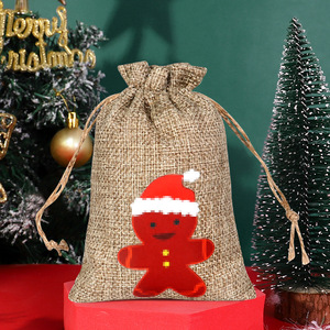 <b>Christmas</b> Linen Drawstring <b>Gift</b> <b>Bags</b> 20cm Rectangle Traditional Eco-Friendly Storage & Candy <b>Bags</b> - Product Image 6