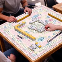 Alas Mahjong Karet Portabel Desain Khusus untuk 4 Pemain Tahan Air Dapat Dilipat