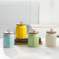 Pot de rangement en céramique de style moderne pour le café, le sucre, le thé, les condiments, la maison, la couleur personnalisée, la vente en gros de bocaux à biscuits