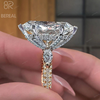 Personnalisé Vvs Lab Made Diamant Bagues de Fiançailles Femmes Haute Qualité Or Blanc 925 Argent Diamant Bague de Fiançailles Fine Femmes Bijoux