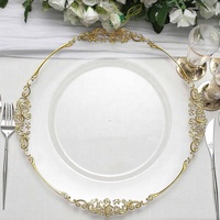 Assiettes de Présentation en Acrylique Transparent pour Mariage, Bords Récif Nuage Or Argent, Plastique 13 Pouces, Décoration de Table Centre de Table de Mariage en Gros