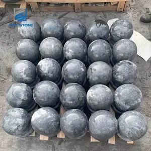 Bola redonda de piedra para decoración de granito negro, bola para estacionamiento