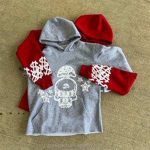 OEM personnalisé 400/500 qsm streetwear sérigraphie sweat à capuche épais en coton éponge français imprimé sweat à capuche court pour hommes - Product Image 1