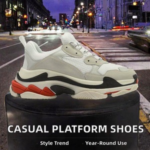 Chaussures de course décontractées YJJ pour hommes et femmes, baskets plateforme en cuir, noir, blanc, beige, gris foncé, orange, vert, tendance mode, sport - Product Image 2