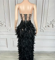 Schwarzer Schwan Diamant-Feder Partykleid Erwachsenen-Modell Laufsteg Trendiges Sexy Kleid Geburtstag Luxuriöses Abendkleid