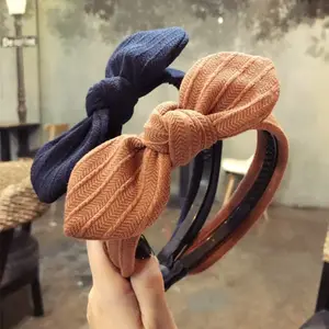 Korean Style Solid Striped Women's Wide Headband Bow Knot Cross Hair Bands New Fashion Trend Hair Hoop Headwear