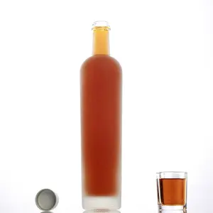 Custom LOGO Printing Label Fancy Color Blue old Liquor Wine Tequila 700ml frosted glass vodka 70cl glass bottle