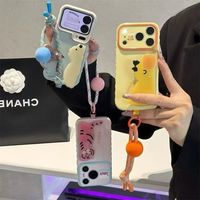 Étui de téléphone mignon avec support, compatible avec divers modèles, design en forme de cœur sur le côté, grande fenêtre