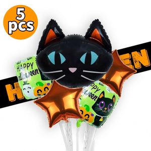 Happy Theme Party <b>Decoration</b> Halloween Foil Black Cat Zombie Head Shape 5Pcs/Set <b>Balloon</b> - Product Image 5