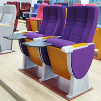Tissu couverture auditorium sièges en aluminium avec table d'écriture pour conférence