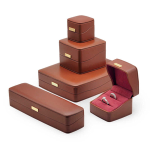 Luxury Leather <b>Ring</b> Box Gold Metal <b>Plate</b> for <b>Ring</b> Bracelet Pendant Set Custom Jewelry Box with Logo Bulk Order - Product Image 6