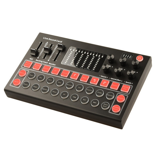 Studio Record 6-Channel Funny Voice Effects Changer USB Sound Card Noise Reduction 12-Hour Battery for Live Streaming Singing