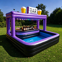 Bar de piscine gonflable commercial exceptionnel, pub gonflable aquatique pour adultes et enfants, idéal pour fêtes, événements et jardins 4,5m x 4,5m