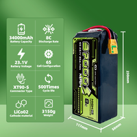 Meilleur prix Batteries LiPo polymère au lithium haute capacité Batterie rechargeable Pack de batteries 37000mAh 6S 22.2V 100C pour UAV Fpv