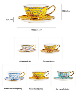 <span class=keywords><strong>Set</strong></span> di tazze da caffè in porcellana color smalto oro puro personalizzabile per feste 24K con il massimo dell'artigianato di Jingdezhen - Product Image 5