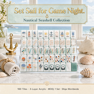 Jeu de tuiles de mahjong Ocean East Coast Sands, 160 pièces, 3 couches, tuiles en acrylique pliables, thème océan, pour cadeau, soirée de jeu de luxe - Product Image 4
