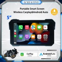 Pantalla Táctil Inteligente de 5'' para Motocicleta con Carplay Inalámbrico, Navegación Multimedia y Conexión a Teléfono, Reproductor MP5 Portátil a Prueba de Agua IP67