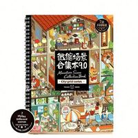 Livre de collection de scènes miniatures 9.0 : Autocollants de paysages urbains, maison tridimensionnelle amusante de style dessin animé, pour journal créatif et éducatif