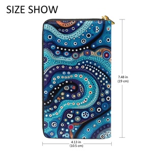 New Arrival Australian Aboriginal Art Pattern Custom Print Men's Clutch <b>Bag</b> Card Holder Women's Travel <b>Long</b> Zip Leather Wallet - Product Image 4