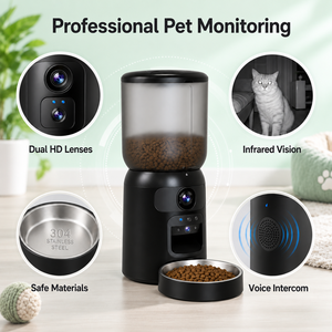 Distributeur de nourriture intelligent pour animaux de compagnie panoramique à 180 degrés avec caméra HD à double objectif et vision nocturne - Product Image 4