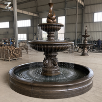 Fontaine sculpturale en bronze moulée à la main, cascade d'eau à plusieurs niveaux avec patine antique pour hôtel, cour, jardin, villa, place publique, aménagement paysager