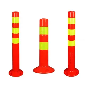 75cm Orange Haute Réfléchissant PU Flexible Traffic Spring Warning Delineator Post